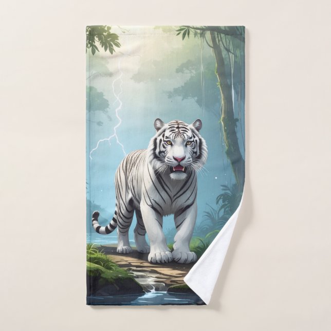 White Storm Tiger – Jungle Lightning Fantasy Mouse Bath Towel Set (Hand Towel)