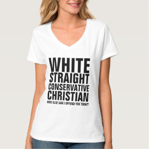 WHITE STRAIGHT CONSERVATIVE CHRISTIAN T-SHIRTS