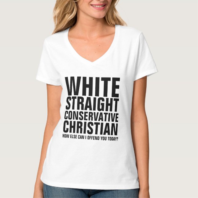 WHITE STRAIGHT CONSERVATIVE CHRISTIAN T-SHIRTS (Front)