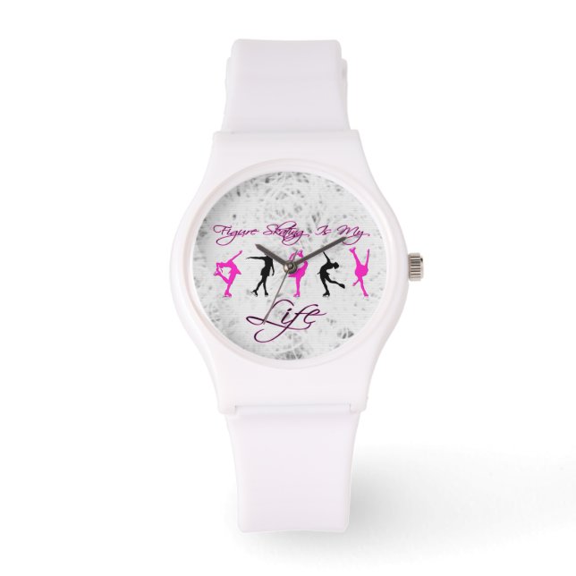 White Strap "figure skating" sport watch (Front)