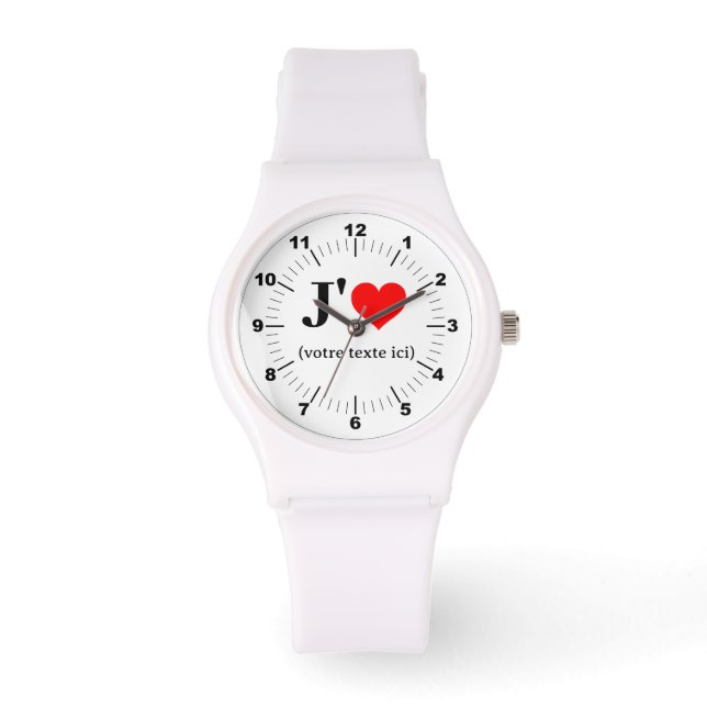 White Strap Watch - Custom I Heart(add image/text) (Front)