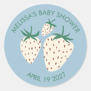 White Strawberry Cute Pineberry BABY SHOWER Custom Classic Round Sticker