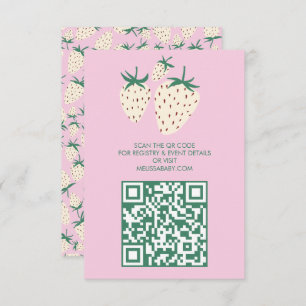 White Strawberry Cute Pineberry BABY SHOWER QRcode Enclosure Card