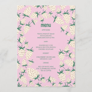 White Strawberry Cute Pineberry HAND DRAWN CUSTOM Menu