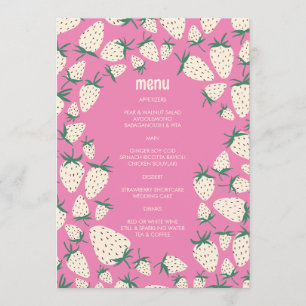 White Strawberry Cute Pineberry HAND DRAWN CUSTOM  Menu