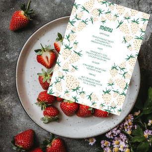 White Strawberry Cute Pineberry HAND DRAWN CUSTOM  Menu