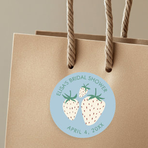White Strawberry Pineberry BRIDAL SHOWER Custom Classic Round Sticker