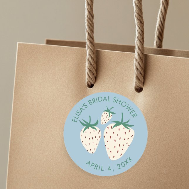 White Strawberry Pineberry BRIDAL SHOWER Custom Classic Round Sticker (White Strawberry Pineberry BRIDAL SHOWER Custom Classic Round Sticker
)