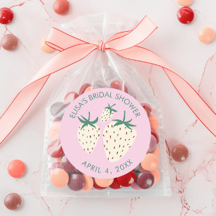 White Strawberry Pineberry BRIDAL SHOWER Custom Classic Round Sticker
