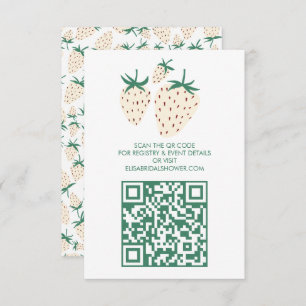 White Strawberry Pineberry BRIDAL SHOWER QR code Enclosure Card