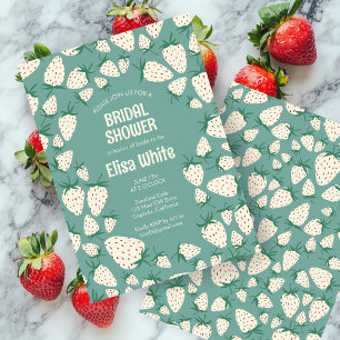 White Strawberry Pineberry CUSTOM Bridal Shower Invitation