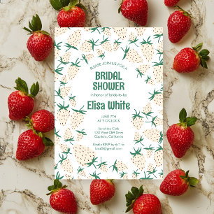 White Strawberry Pineberry CUSTOM Bridal Shower Invitation