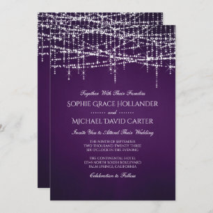White String Lights on Royal Purple Invitation