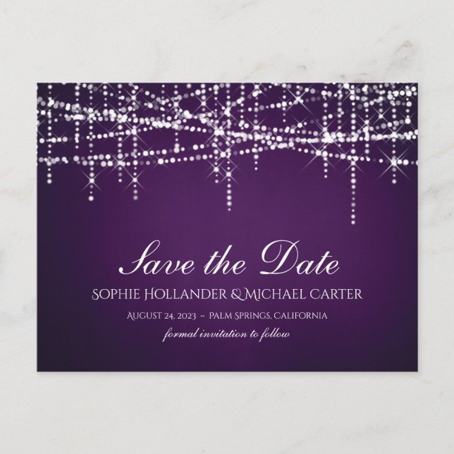 White String Lights on Royal Purple Postcard (Front)