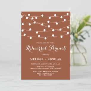 White String Lights Terracotta Rehearsal Brunch Invitation