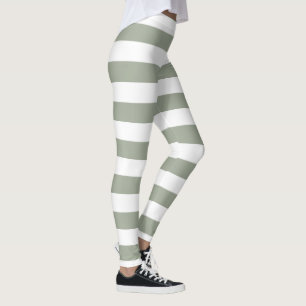 White Stripe Pattern Leggings