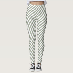 White Stripe Pattern Leggings