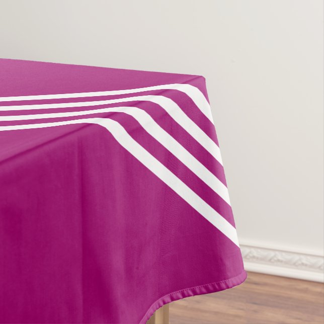 White Stripe Purple Tablecloth - Custom Colours (In Situ)