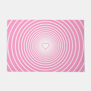White Striped Pink Doormat with Heart Choose Colou