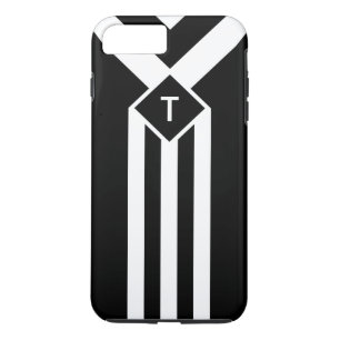 White Stripes and Chevrons on Black with Monogram Case-Mate iPhone Case