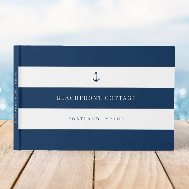 White Stripes and Custom Background & Anchor Colou Guest Book (Creator Uploaded)