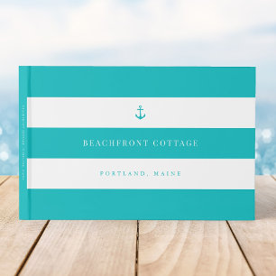 White Stripes and Custom Background & Anchor Colou Guest Book