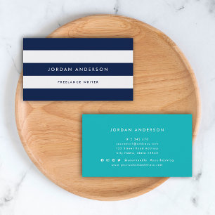 White Stripes and Custom Colour Modern Minimalist Business Card