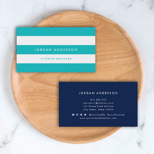 White Stripes and Custom Colour Modern Minimalist Business Card