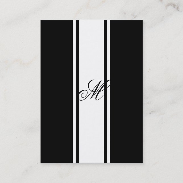 White Stripes and Monogram Business Card (Front)