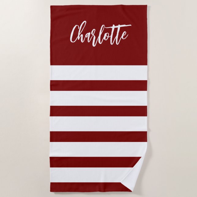 White Stripes Beach Trip Nautical Custom Towel (Front)