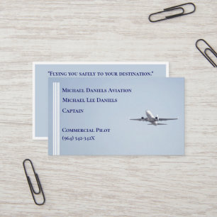 White Stripes Commercial  Aeroplane Captain Pilot  Business Card
