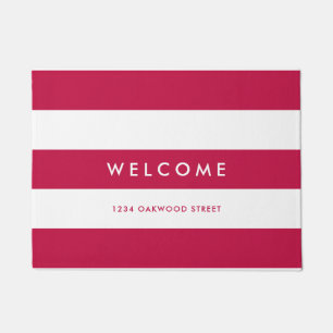 White Stripes Editable Background Colours Welcome Doormat