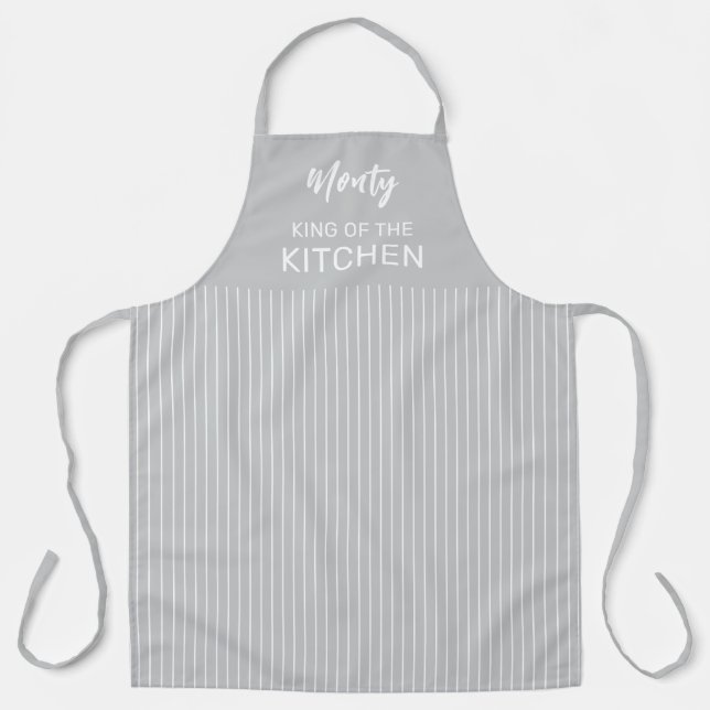 White Stripes Editable Colour King of the Kitchen  Apron (Front)
