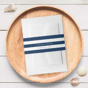 White Stripes & Editable Colour Nautical Wedding Invitation Belly Band