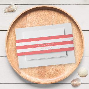 White Stripes & Editable Colour Nautical Wedding Invitation Belly Band