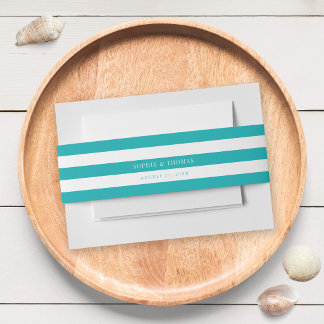 White Stripes & Editable Colour Nautical Wedding Invitation Belly Band