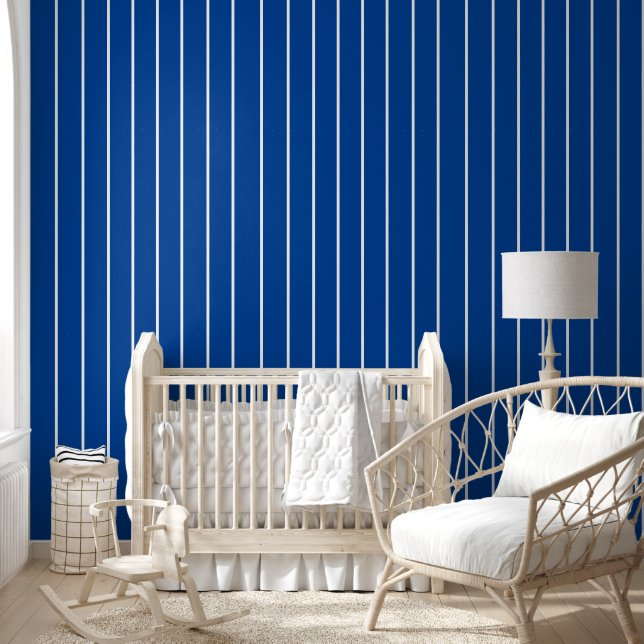 White Stripes on Basic Blue Solid Simple Wallpaper (Kids)