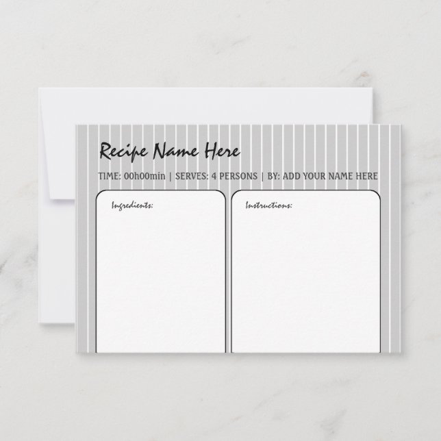 White Stripes Recipe Card (Front)