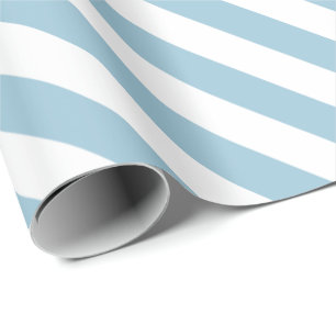 White Stripes with Baby Blue   DIY Colour Wrapping Paper