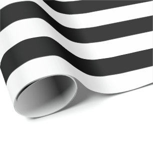 White Stripes with Black Background DIY Colour Wrapping Paper