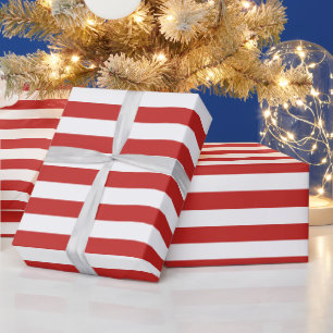 White Stripes with Red Background   DIY Colour Wrapping Paper
