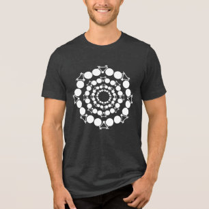 white stylised bicycles in circles Tri-Blend shirt