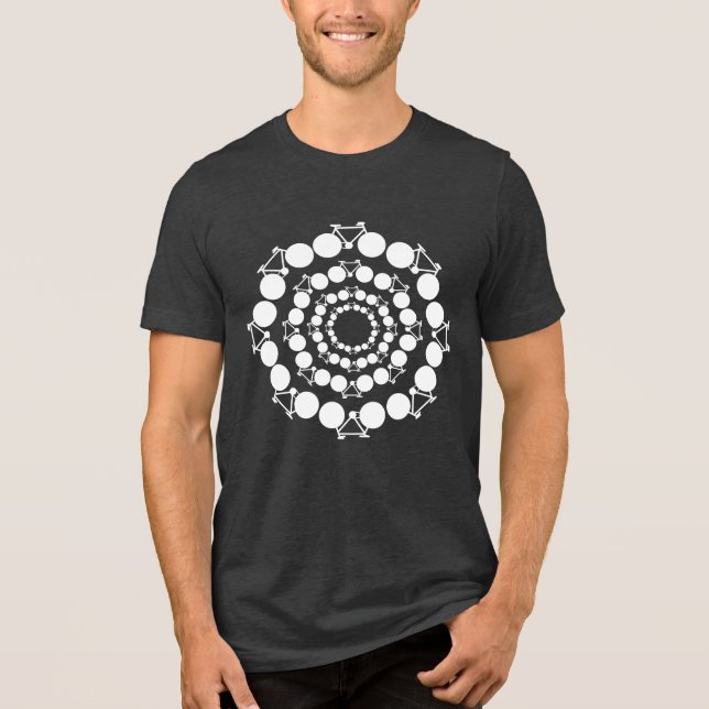 white stylised bicycles in circles Tri-Blend shirt (Front)