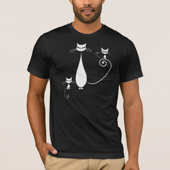 White Stylised Cat T-Shirt (Front)