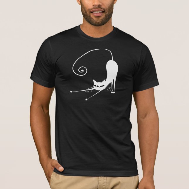 White Stylised Cat T-Shirt (Front)