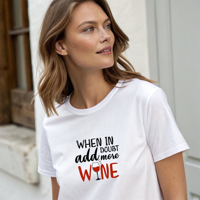 White Stylish "Add more Wine"  T-Shirt (White Stylish "Add more Wine" T-Shirt)