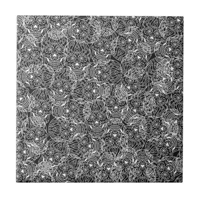 White Sugar Skulls    Tile (Front)