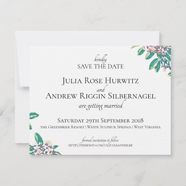 White Sulphur Springs Wedding Save the Date (Front)