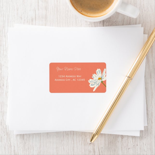White Summer Flower Customisable Adress Label (Insitu)
