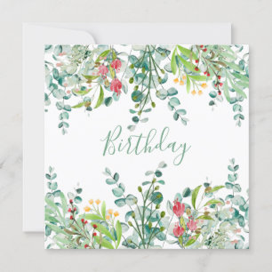 White summer flowers Birthday party Invitation